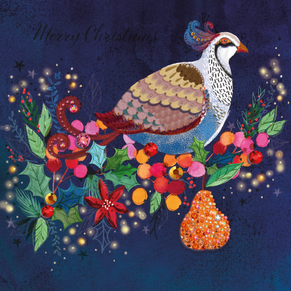 Colourful Partridge Christmas Card 2021