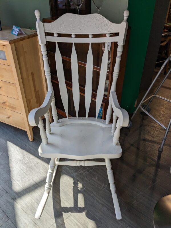 Large White Wooden Rocking Chair