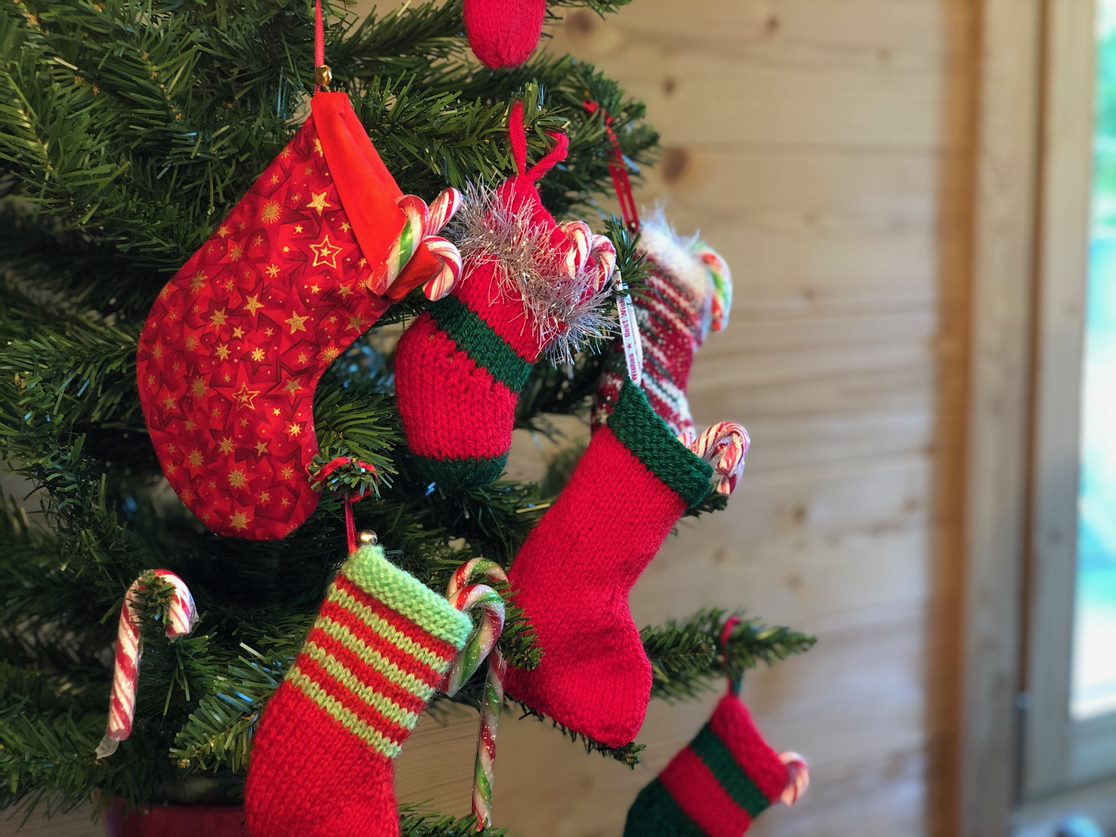Stitch a Stockings hanging on a Fir Tree