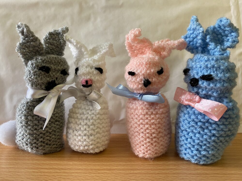 Knitted collection of rabbits