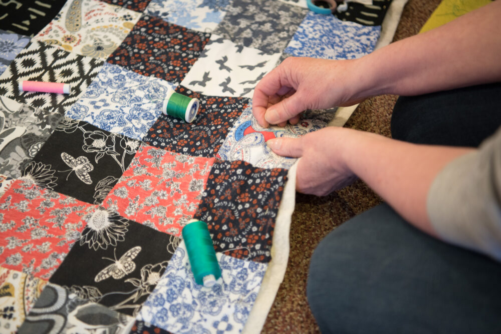 creating quilts from loved ones favourite clothes and fabrics